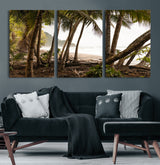 92093951-MGV-CV-36X24-Tropical Jungle Wall Art Canvas Print, Framed Palm Tree Forest Art Picture Print, Coastal Escape Perfect Jungle Retreat Decor