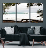50382104-MGV-CV-36X24-Tropical Surf Wall Art Canvas Print, Framed Palm Tree View Art Picture Print, Beach House Art Perfect Boho Coastal Decor Artwork