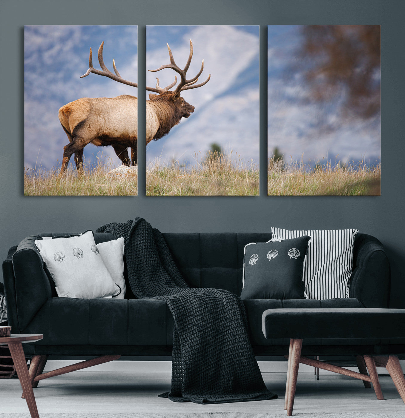 26365841-MGV-CV-36X24-Mountain Elk Art Wall Art Canvas Print, Framed Rustic Wildlife Print Art Picture Print, Lodge Style Decor Perfect Rustic Lodge