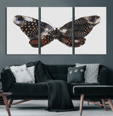 99831147-MGV-CV-36X24-Spotted Butterfly Wall Art Canvas Print, Framed Neutral Insect Theme Art Picture Print, Earthy Wing Pattern Perfect Modern Rustic