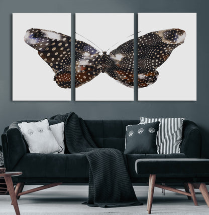 99831147-MGV-CV-36X24-Spotted Butterfly Wall Art Canvas Print, Framed Neutral Insect Theme Art Picture Print, Earthy Wing Pattern Perfect Modern Rustic