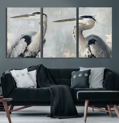 19427826-MGV-CV-60X30-3P-Bird Canvas Decor Wall Art Canvas Print, Framed Coastal Bird Pair Art Picture Print, Minimalist Wildlife Wall Perfect Coastal