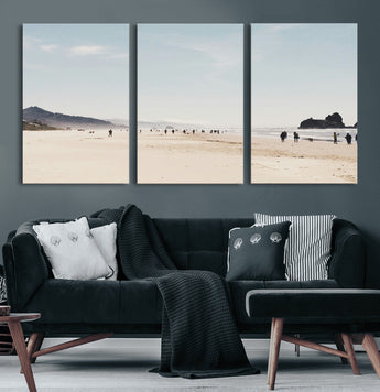 28307820-MGV-CV-36X24-Minimalist Beach Wall Art Canvas Print, Framed Coastal Serenity Art Picture Print, Soft Sand Perfect Modern Coastal Decor Artwork