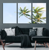 54719115-MGV-CV-36X24-Palm Trees Wall Art Canvas Print, Framed Tropical Aesthetic Art Picture Print, Coastal Serenity Perfect Tropical Minimalist Decor