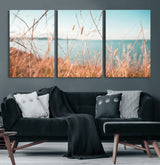 36108696-MGV-CV-36X24-Coastal Grass Wall Art – Serene Ocean View Canvas Print, Beach Nature Photography Decor for Living Room, Bedroom, Office or Modern