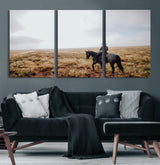 57597730-MGV-CV-36X24-Cowboy Wall Art Wall Art Canvas Print, Framed Western Canvas Art Picture Print, Rustic Ranch Scene Perfect Rustic Western Decor