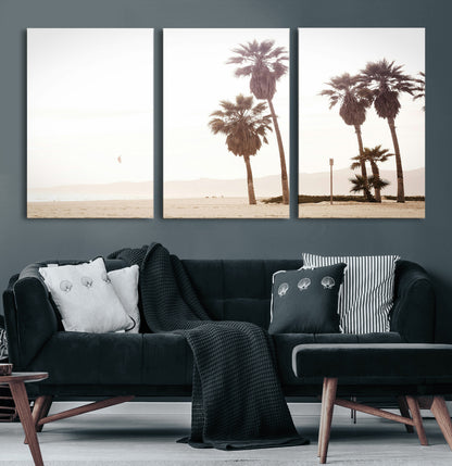 48255923-MGV-CV-60X30-3P-Coastal Light Wall Art Canvas Print, Framed Relaxing Shoreline Art Picture Print, Minimalist Ocean Perfect Tropical Serenity Decor