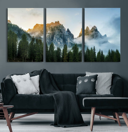 21145440-MGV-CV-60X30-3P-Wilderness Wall Art Wall Art Canvas Print, Framed Nature Landscape Decor Art Picture Print, Misty Forest Photography Perfect