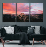 32786115-MGV-CV-60X30-3P-Half Dome Wall Art Canvas Print, Framed Yosemite National Park Art Picture Print, Dramatic Sunset Perfect Adventurous Wilderness