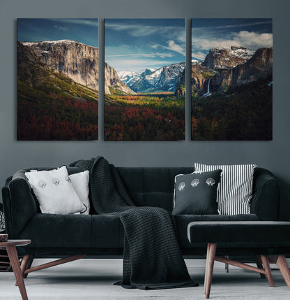 15244033-MGV-CV-60X30-3P-Yosemite National Wall Art Canvas Print, Framed Mountain Landscape Art Picture Print, El Capitan Perfect Rustic Farmhouse Decor