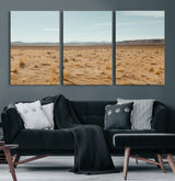 55918919-MGV-CV-36X24-Desert Landscape Wall Art – Golden Grass Plains and Mountain Horizon Canvas Print, Southwest Nature Photography Decor for Living