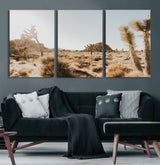 62783269-MGV-CV-60X30-3P-Joshua Tree Wall Art – Desert Landscape Photography Canvas Print, Southwest Nature Artwork Rustic Home Decor for Living Room,