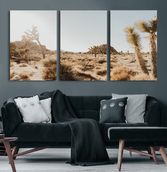 62783269-MGV-CV-60X30-3P-Joshua Tree Wall Art – Desert Landscape Photography Canvas Print, Southwest Nature Artwork Rustic Home Decor for Living Room,