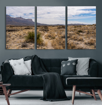 21606563-MGV-CV-60X30-3P-Desert Mountain Wall Art – Southwest Landscape Photography Canvas Print, Rustic Nature Artwork Scenic Western Decor for Living