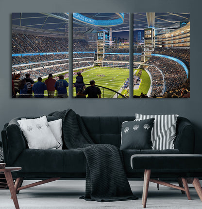 41816511-MGV-CV-36X24-Chicago Dome Stadium Wall Art – Futuristic Football Arena Canvas Print, Modern Sports Fan Decor for Man Cave, Office, Bar, or