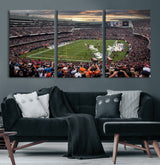 87578930-MGV-CV-60X30-3P-Soldier Field Wall Art – Chicago Bears Football Stadium Sunset Canvas Print, Game Day Sports Decor for Man Cave, Bar, Office, or