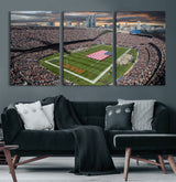 98106777-MGV-CV-60X30-3P-Soldier Field Wall Art – Chicago Bears Stadium Canvas Print with American Flag, Game Day Football Decor for Man Cave, Bar, or