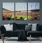 81960112-MGV-CV-60X30-3P-Futuristic Football Stadium Wall Art – Modern Dome Arena Canvas Print, Chicago Bears Concept Design Sports Decor for Man Cave or