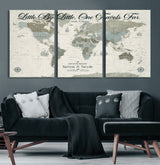 10693204-MGV-CV-36X24-Little By Little One Travels Far Tolkien Quote Blue Green World Map Adventure Wall Art Canvas Print Rustic Wanderlust Travel Decor
