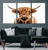 637908607-MGV-FC-93X47-3P_Black-Highland Cow Wall Art Print – Rustic Farmhouse Animal Portrait, Scottish Highland Cattle Canvas, Modern Country Wall Decor for