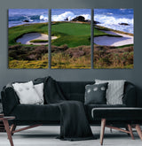 22776914-MGV-CV-36X24-Golf Course Wall Art – Oceanfront Green Canvas Print, Coastal Pebble Beach Photography Sports Decor for Living Room, Office, Man