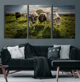 67277447-MGV-CV-60X30-3P-Farmhouse Wall Art – Herd of Cows Canvas Print, Rustic Country Pasture Photography Decor for Bedroom, Living Room, Office, Ranch,