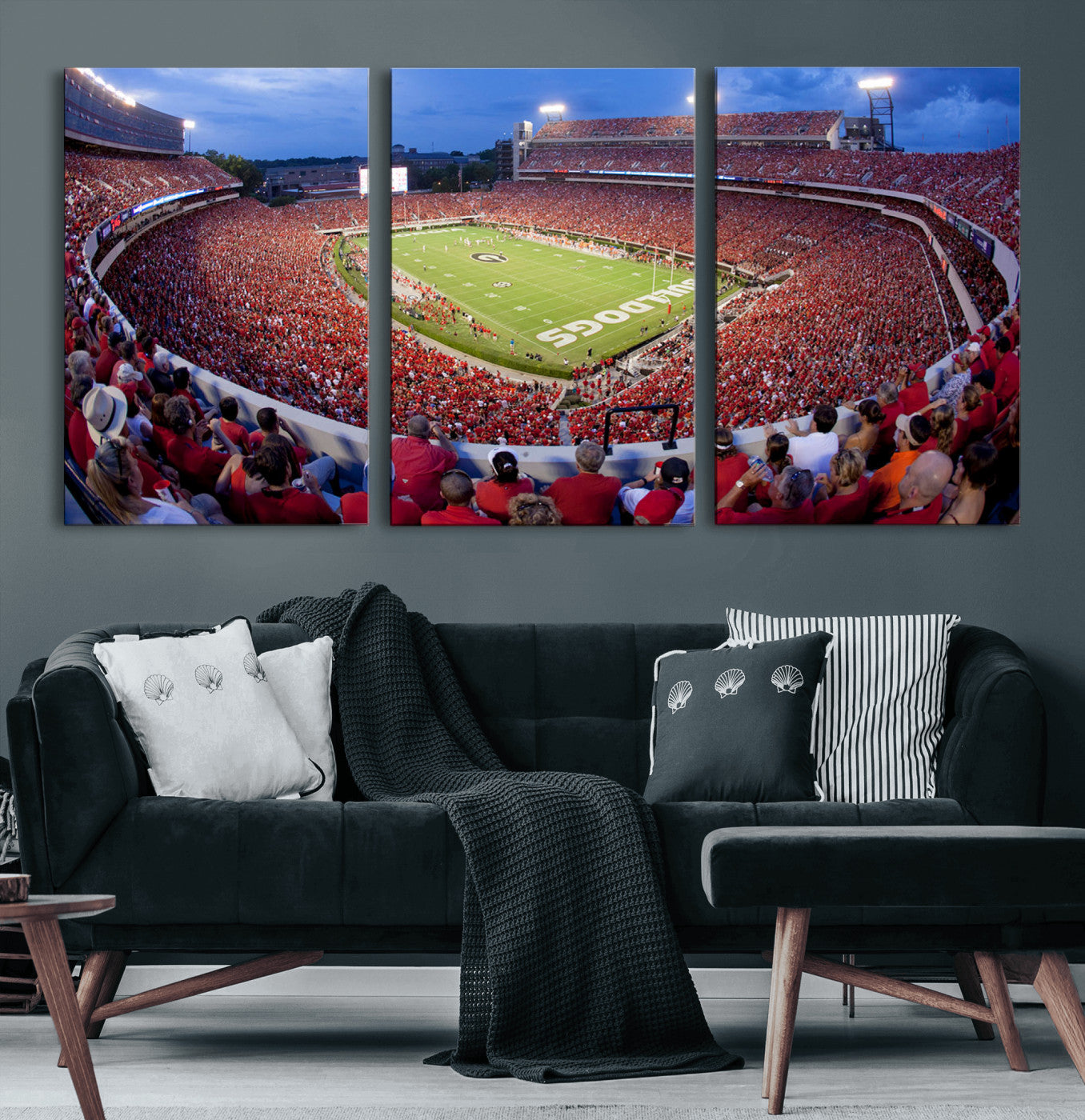 10244378-MGV-CV-36X24-Sanford Stadium Wall Art – Georgia Bulldogs Football Panoramic Evening Canvas Print, College Game Day Decor for Man Cave, Bar, or