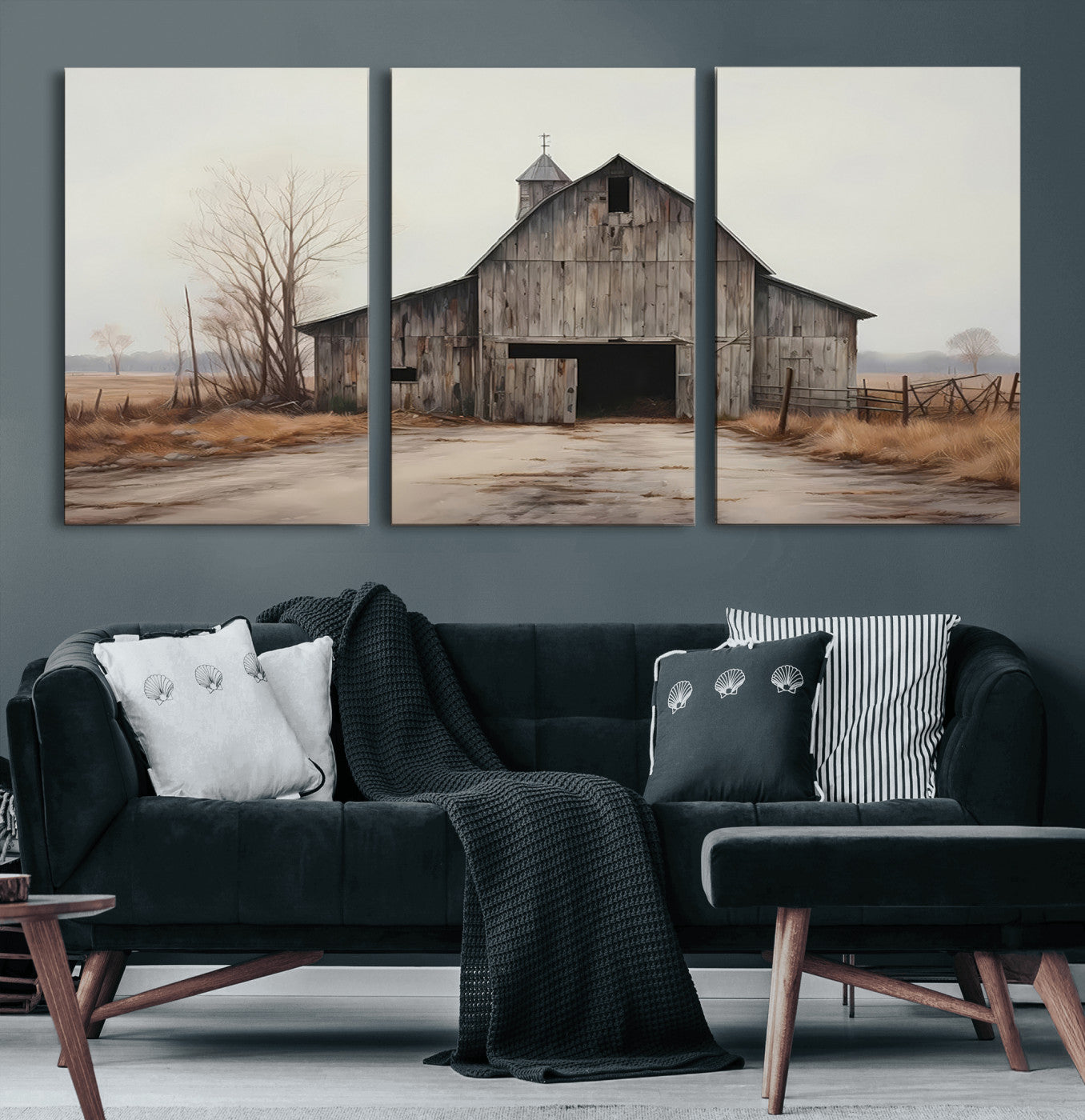 90499-MGV-CV-36X24-Old Barn Wall Art Canvas Print, Framed Rustic Barn Art Picture Print, Abandoned Farm Perfect Rustic Farmhouse Decor Artwork