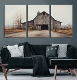 90499-MGV-CV-36X24-Old Barn Wall Art Canvas Print, Framed Rustic Barn Art Picture Print, Abandoned Farm Perfect Rustic Farmhouse Decor Artwork