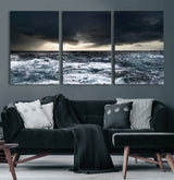 51359-MGV-CV-36X24-Stormy Ocean Wall Art Canvas Print, Framed Moody Seascape Art Picture Print, Ocean Storm Perfect Dramatic Coastal Decor Artwork