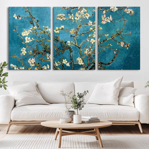 91714-MGV-CV-36X24-Almond Blossoms Wall Art – Handcrafted Van Gogh Inspired Floral Canvas Print, Beautiful Nature Decor for Living Room, Bedroom, or