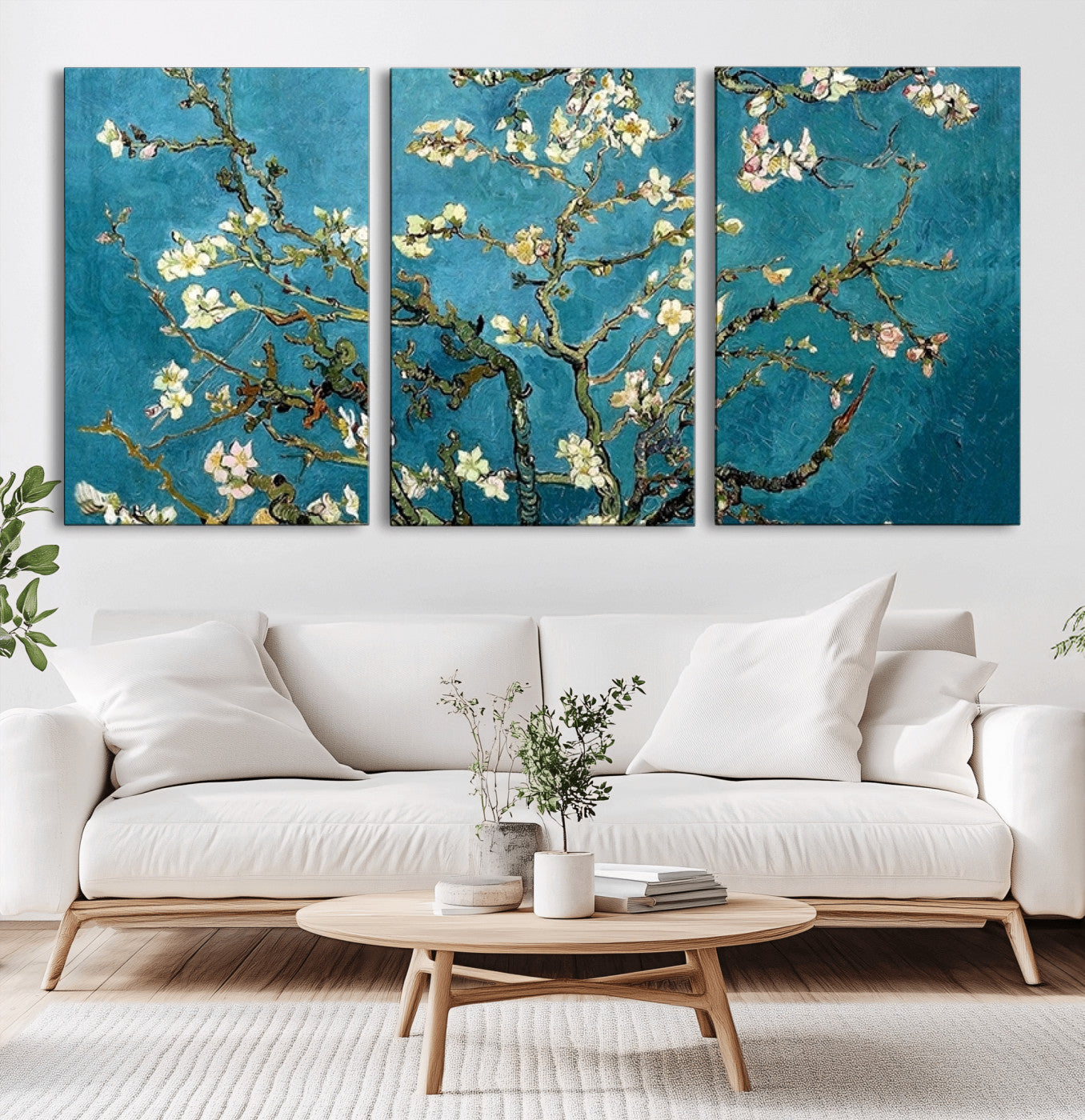 91714-MGV-CV-36X24-Almond Blossoms Wall Art – Handcrafted Van Gogh Inspired Floral Canvas Print, Beautiful Nature Decor for Living Room, Bedroom, or