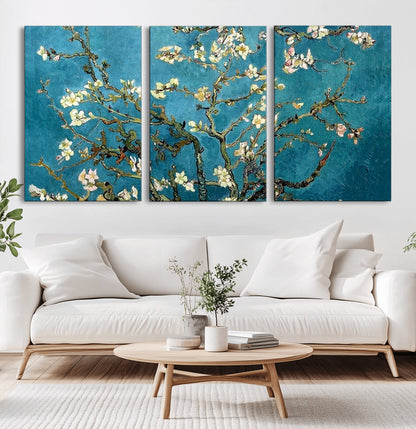 91714-MGV-CV-36X24-Almond Blossoms Wall Art – Handcrafted Van Gogh Inspired Floral Canvas Print, Beautiful Nature Decor for Living Room, Bedroom, or