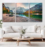 25982-MGV-CV-36X24-Autumn Mountain Lake Wall Art – Panoramic Fall Foliage and Snowy Peaks Canvas Print, Scenic Nature Decor for Living Room or Office