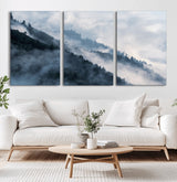 85737-MGV-CV-36X24-Misty Mountain Wall Art – Atmospheric Pine Forest Canvas Print with Fog and Mist, Calm Nature Decor for Living Room, Bedroom,