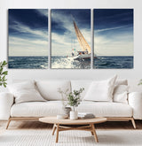 75430-MGV-CV-36X24-Sailing Boat Wall Art – Dynamic Ocean Yacht Canvas Print, Nautical Decor for Living Room, Office, Beach House or Cabin