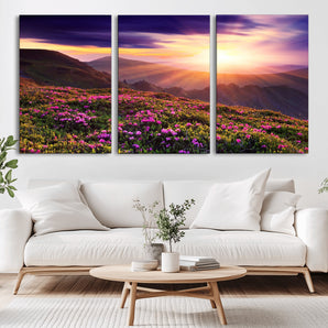49741-MGV-CV-36X24-Mountain Sunrise Wall Art – Vibrant Floral Landscape Canvas Print, Nature Home Decor for Living Room, Bedroom Office or Cabin