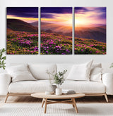 49741-MGV-CV-36X24-Mountain Sunrise Wall Art – Vibrant Floral Landscape Canvas Print, Nature Home Decor for Living Room, Bedroom Office or Cabin