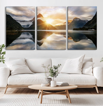 78842-MGV-CV-36X24-Sunrise Mountain Reflection Wall Art – Stunning Nature Landscape Canvas Print for Home, Office, Living Room or Relaxing Space
