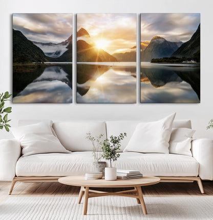 78842-MGV-CV-36X24-Sunrise Mountain Reflection Wall Art – Stunning Nature Landscape Canvas Print for Home, Office, Living Room or Relaxing Space