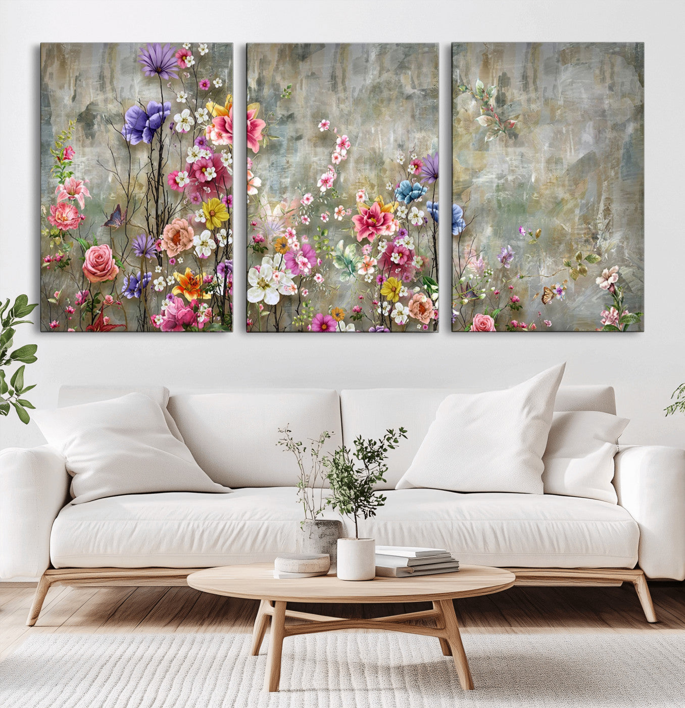 96650-MGV-CV-36X24-Floral Wall Art – Vibrant Mixed Flowers Canvas Print, Colorful Garden Home Decor for Living Room, Bedroom, Office or Nursery