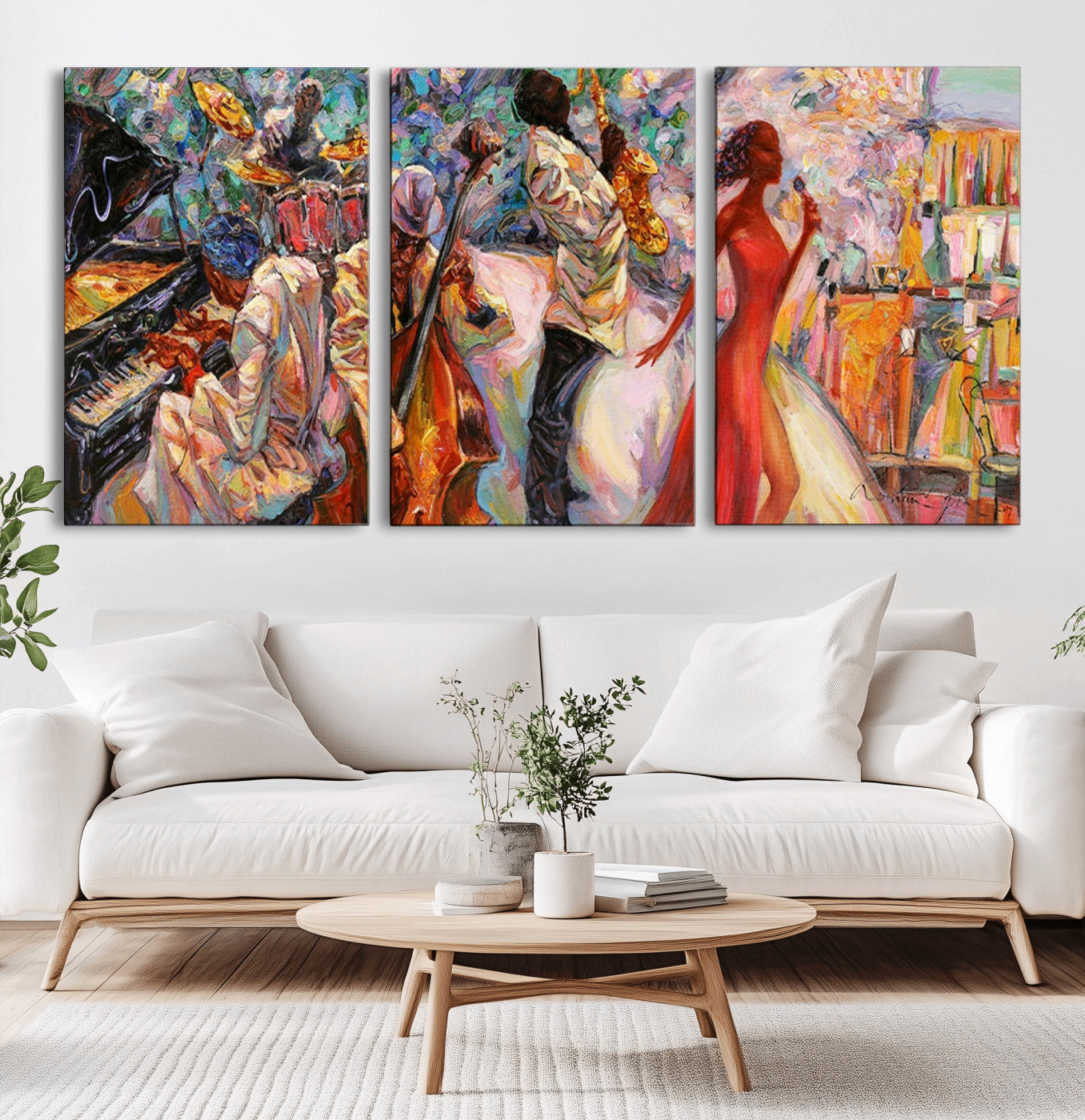 20362-MGV-CV-36X24-Jazz Band Wall Art – Vibrant Music Scene Canvas Print, Colorful Jazz Night Decor for Living Room, Music Studio, Office or Lounge