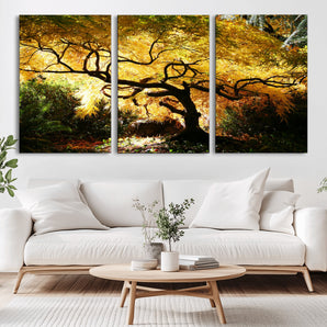19067-MGV-CV-36X24-Golden Canopy Wall Art – Panoramic Autumn Tree Canvas Print, Warm Seasonal Decor for Living Room, Office or Garden Space