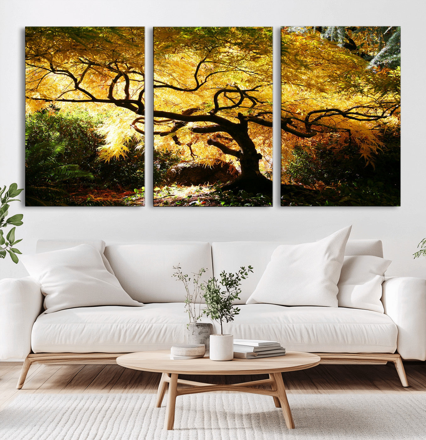 19067-MGV-CV-36X24-Golden Canopy Wall Art – Panoramic Autumn Tree Canvas Print, Warm Seasonal Decor for Living Room, Office or Garden Space