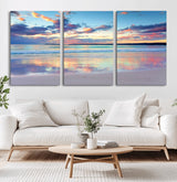64882-MGV-CV-36X24-Tranquil Sunset Beach Wall Art – Panoramic Ocean Reflection Canvas Print, Calm Coastal Decor for Bedroom, Living Room or Office