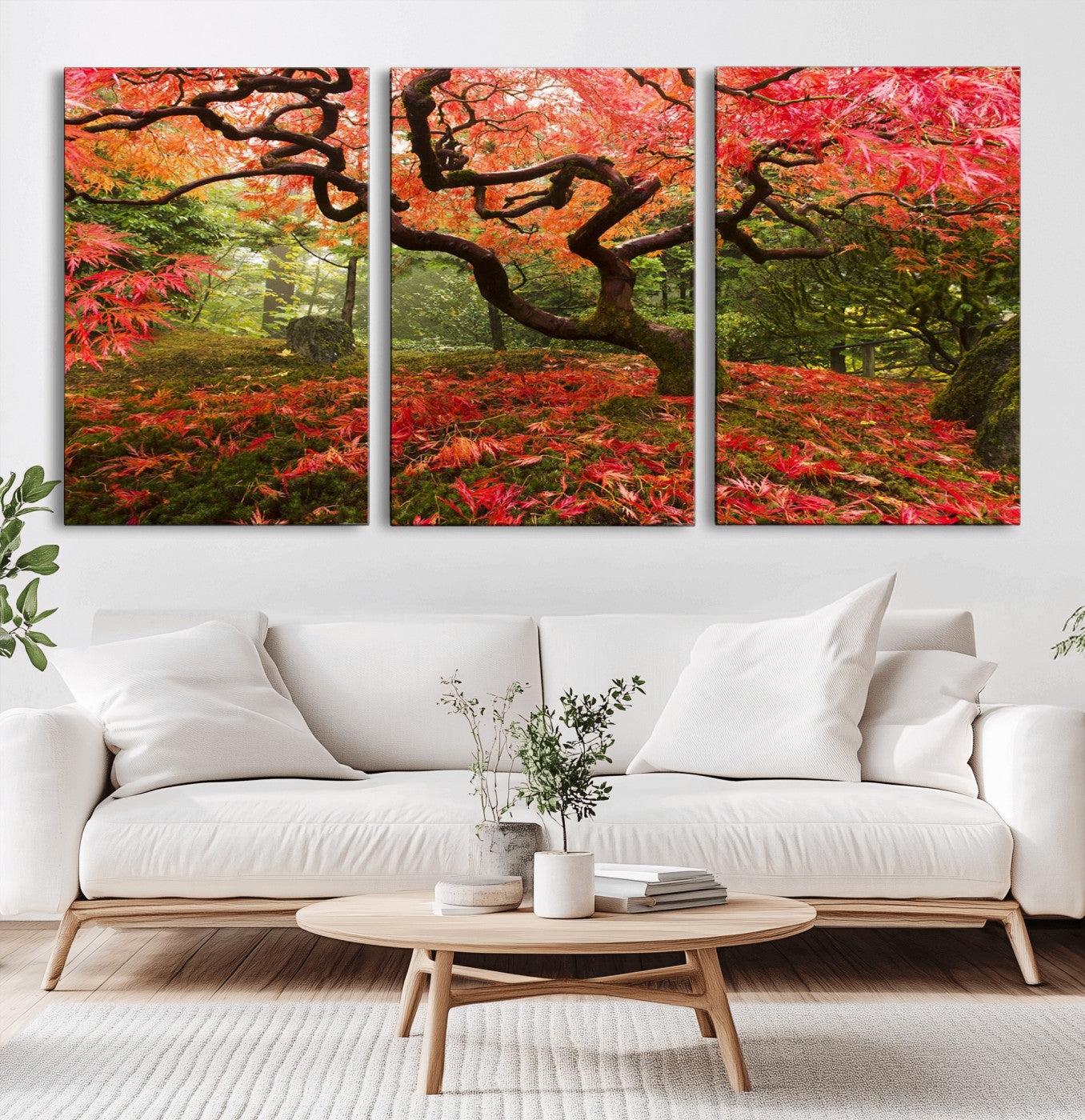 73343-MGV-CV-36X24-Autumn Maple Wall Art – Panoramic Vibrant Red Maple Tree Canvas Print, Seasonal Nature Decor for Office, Living Room or Garden