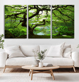 18094-MGV-CV-36X24-Emerald Canopy Wall Art – Panoramic Lush Green Tree Canvas Print, Serene Nature Decor for Office, Living Room or Meditation Space