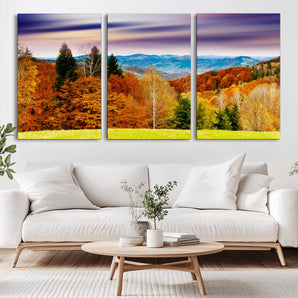 58007-MGV-CV-36X24-Autumn Mountain Landscape Wall Art – Stunning Fall Forest Canvas Print, Cozy Nature Decor for Home or Office