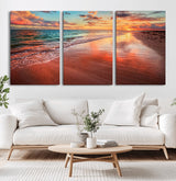 77723-MGV-CV-36X24-Sunset Beach Wall Art – Vibrant Ocean Canvas Print, Coastal Landscape Decor for Living Room, Bedroom or Office, Relaxing Tropical
