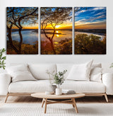 71863-MGV-CV-36X24-Lake Sunset Wall Art – Scenic Nature Canvas Print with Trees and Golden Sky, Serene Landscape Decor for Living Room, Bedroom or